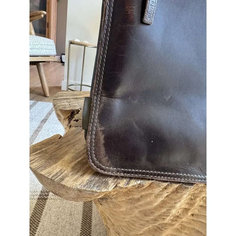 Aunts And Uncles Big Finn Vintage Brown Buffalo Leather Briefcase Crossbody